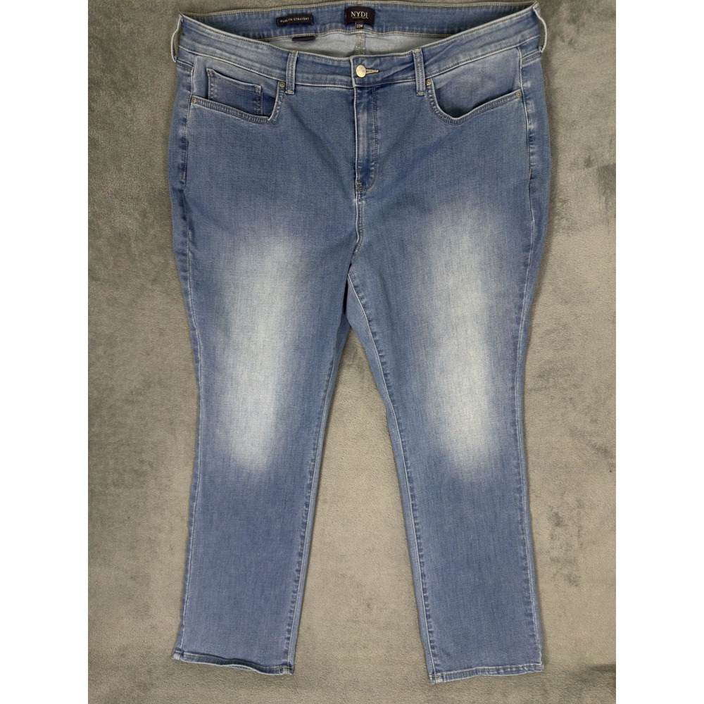 NYDJ Jeans Womens 22W Plus Blue Light‎ Wash Marilyn Straight High Rise Stretch